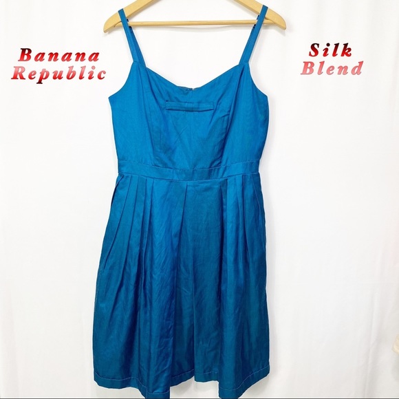 Banana Republic Dresses & Skirts - Banana Republic-Blue Silk Blend Spaghetti strap Empire Waist Dress sz 8